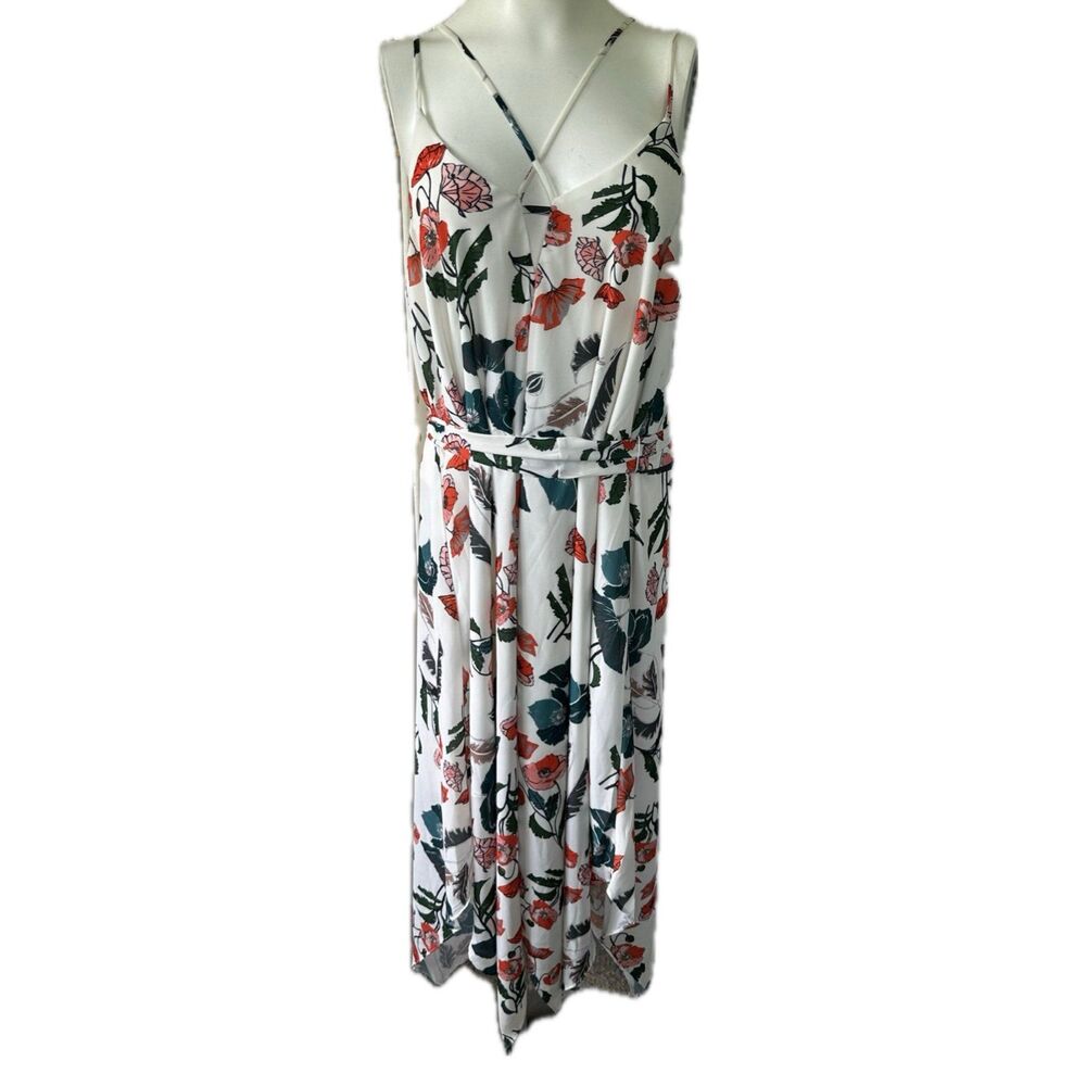 Adelyn Rae Women's Floral Flowy Adjustable Straps Belt Tie Handkerchief Dress M